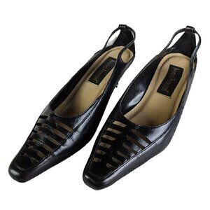 Harve Bernard Black Kitten Heels with Cut outs size 8W